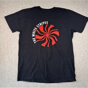 The White Stripes Red Swirl Graphic Band Tee Black Large Rock Shirt